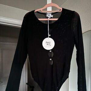 Princess Polly NWT Harlee Long Sleeved sheer bodysuit black